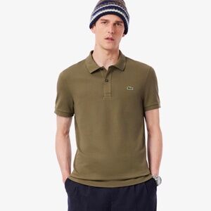 LACOSTE Brown Gray Polo Knit Tee Cotton Short Sleeve Devanlay Size 7 XL Large